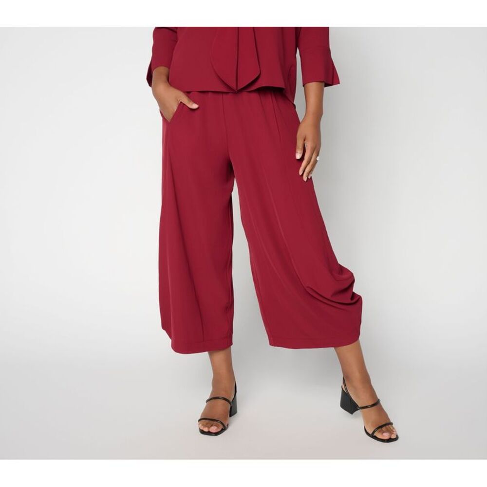 Carla Rockmore Collection Women's Petite Pants PXS Cropped Voluminous Red
